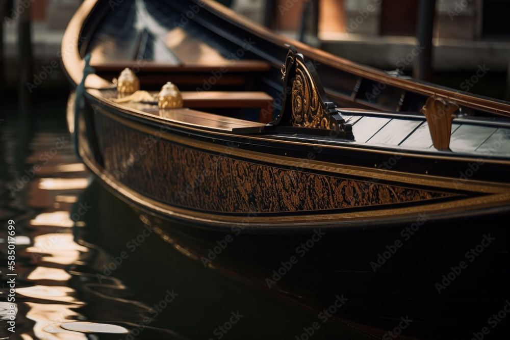 Gondola boat on the canal of Venice close up. Travel in the Italian ...