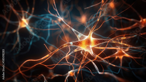 R  seau neuronal  vue microscopique des neurones du cerveau humain avec mat  rialisation du flux nerveux par coloration