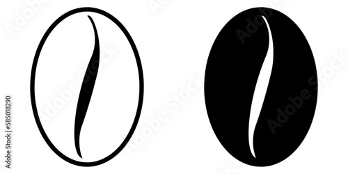 ofvs342 OutlineFilledVectorSign ofvs - coffee bean vector icon . arabica . isolated transparent . black outline and filled version . AI 10 / EPS 10 / PNG . g11682