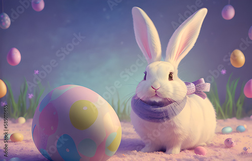 cute rabbit and easter eggs...