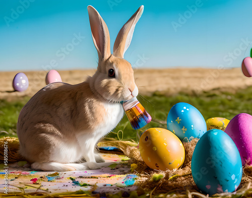 cute rabbit and easter eggs...