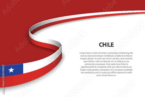 Wave flag of Chile with copyspace background.