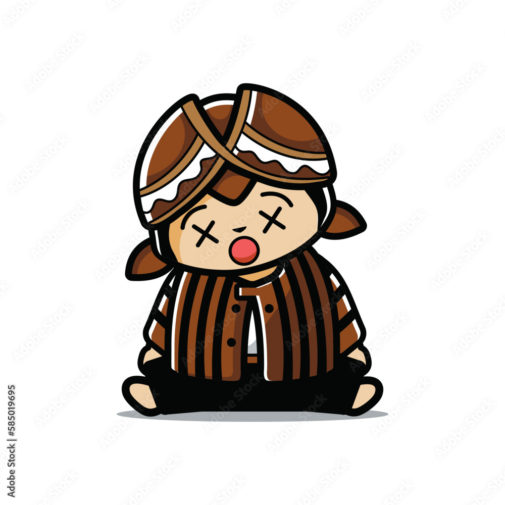 Cartoon javanese mascot with dead face Cartoon javanese mascot with dead face