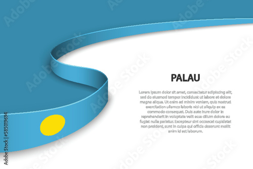 Fototapeta Naklejka Na Ścianę i Meble -  Wave flag of Palau with copyspace background.