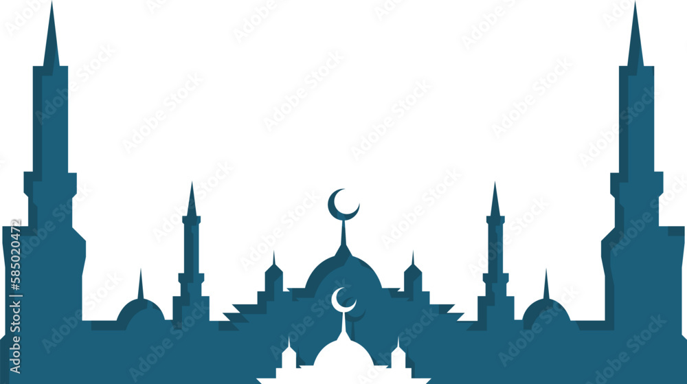 Fototapeta premium Illustration vector graphic of mosque background with colored domes and minarets and with shadow effect. flat design style with a touch of shadow. suitable for flyers, banners, greeting cards, etc. de