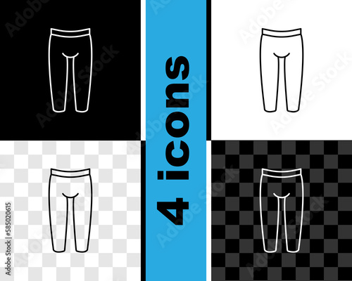 Set line Leggings icon isolated on black and white, transparent background. Vector