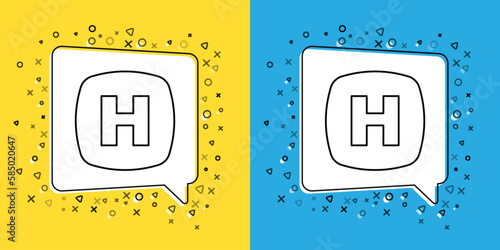 Set line Hospital signboard icon isolated on yellow and blue background. Vector