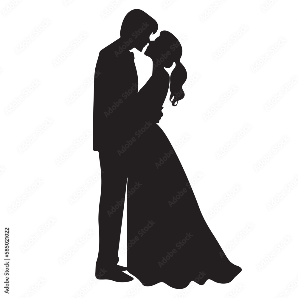 Couple getting married. Black and white icon of young husband and wife at wedding. Symbol of romance and love. Traditional marriage. Romantic card of the groom and the bride. Line art logo. Vintage Couple getting married. Black and white icon of young husband and wife at wedding. Symbol of romance and love. Traditional marriage. Romantic card of the groom and the bride. Line art logo. Vintage