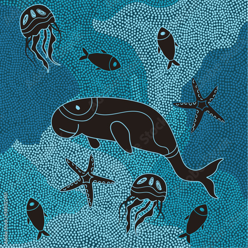 Underwater concept aboriginal vector artwork