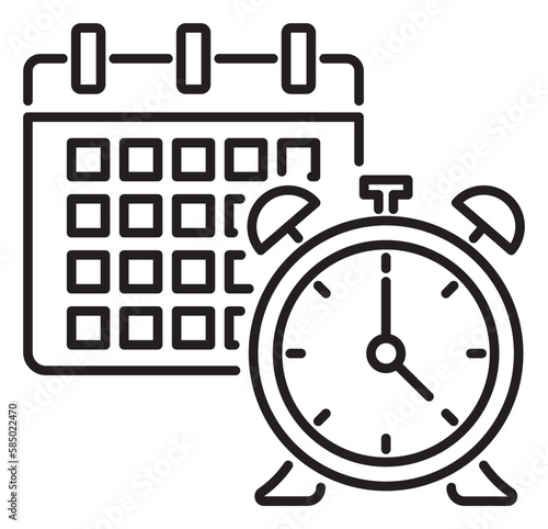 Project management calendar, alarm clock, time management vector icon illustration photo