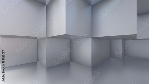 Architecture background geometric wall in interior 3d render