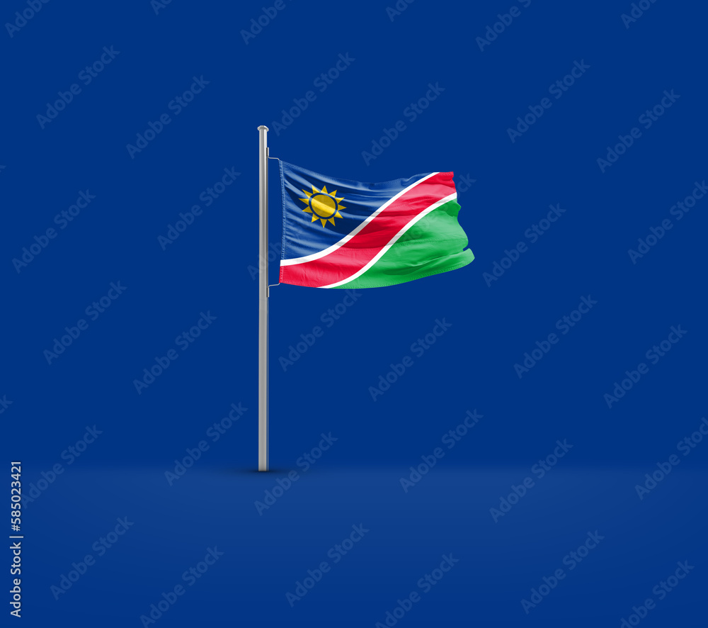 Namibia waving flag on solid ground.