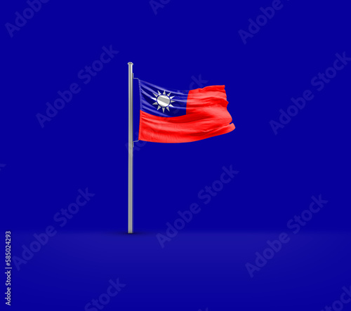 Taiwan waving flag on solid ground.