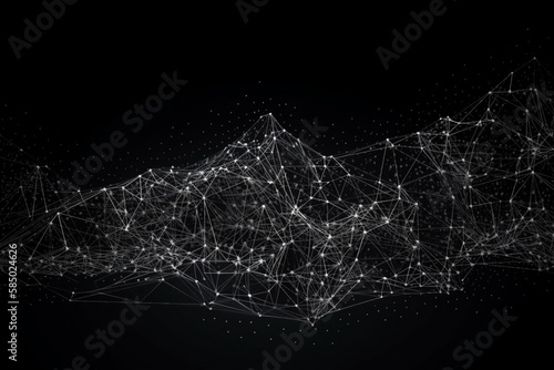 Polygonal digital background wallpaper with soft points and lines. Abstract internet technology communication network texture design. Ai generated