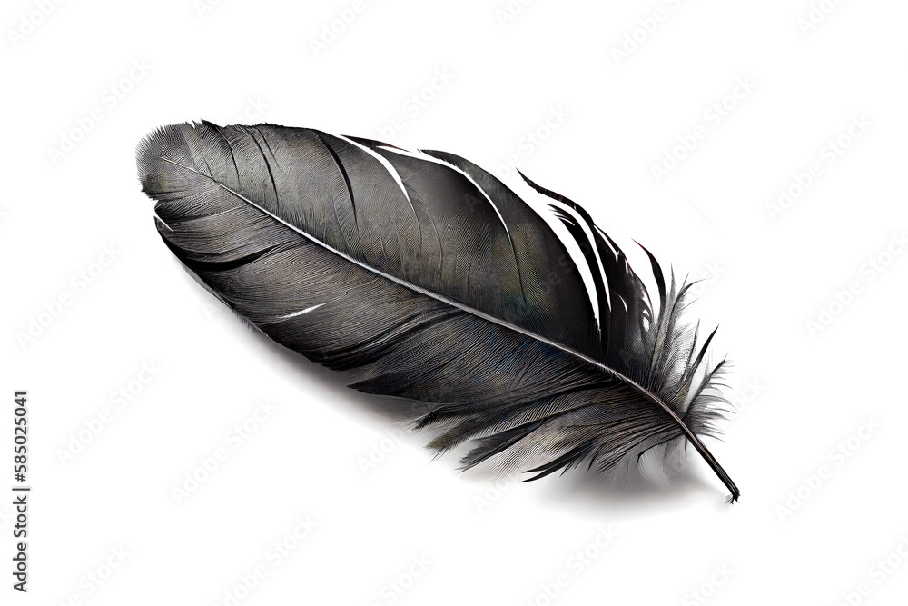 Black Feather Isolated, Swan Plume, Dark Gray Bird Feathers, Abstract Generative AI Illustration Black Feather Isolated, Swan Plume, Dark Gray Bird Feathers, Abstract Generative AI Illustration