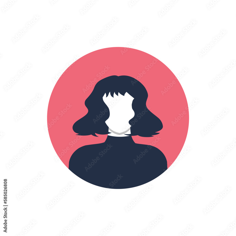 Profile image of woman avatar for social networks with half circle. Fashion vector. Bright vector illustration in trendy style. Profile image of woman avatar for social networks with half circle. Fashion vector. Bright vector illustration in trendy style.