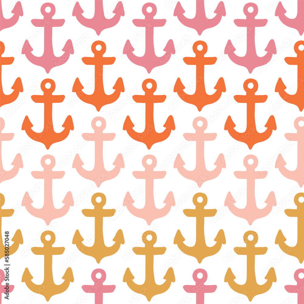 Seamless pattern with colorful anchors