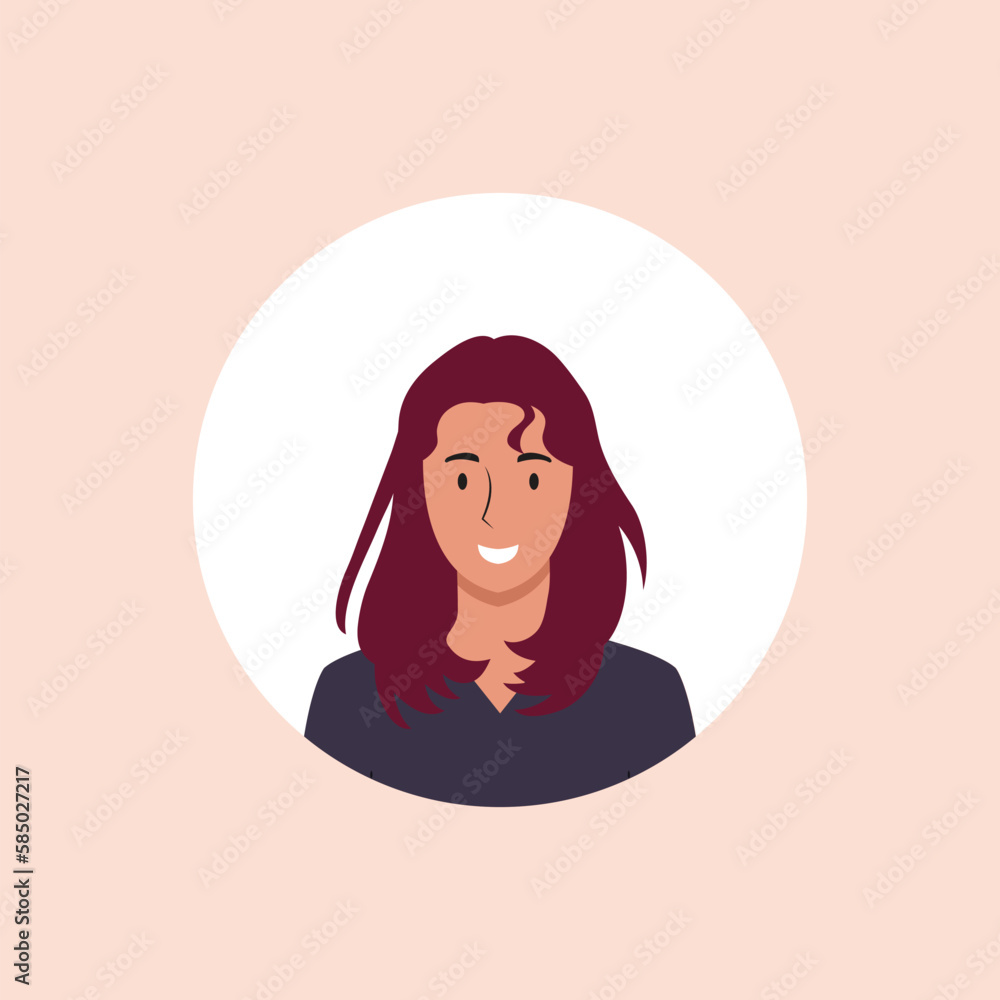 Profile image of woman avatar for social networks with half circle. Fashion vector. Bright vector illustration in trendy style. Profile image of woman avatar for social networks with half circle. Fashion vector. Bright vector illustration in trendy style.