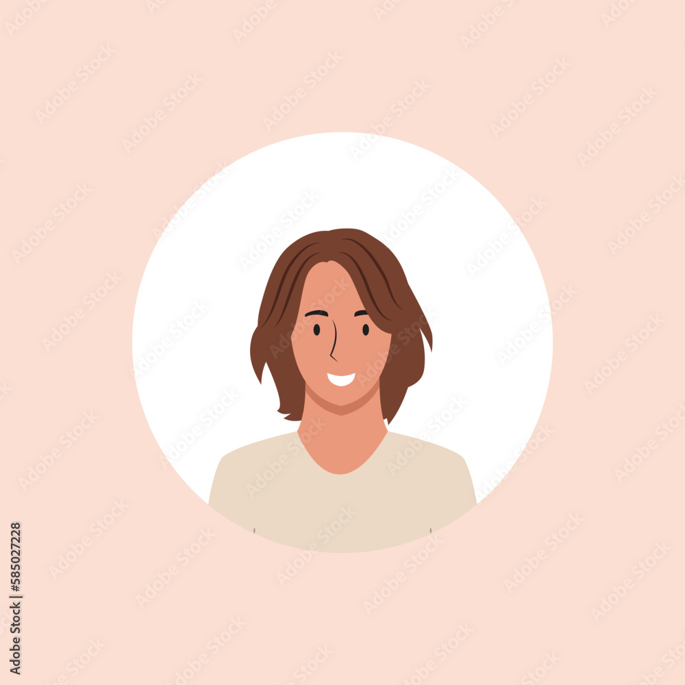 Profile image of woman avatar for social networks with half circle. Fashion vector. Bright vector illustration in trendy style. Profile image of woman avatar for social networks with half circle. Fashion vector. Bright vector illustration in trendy style.
