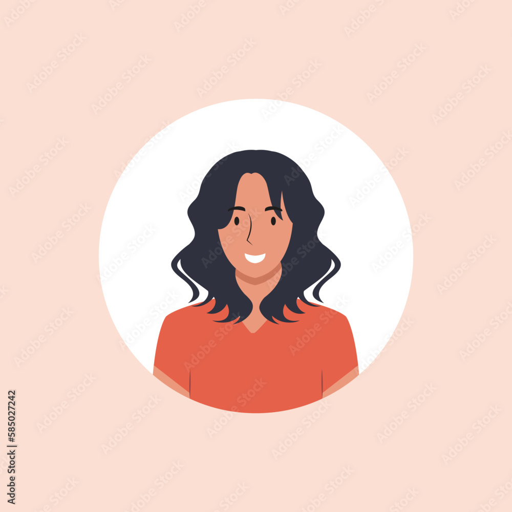 Profile image of woman avatar for social networks with half circle. Fashion vector. Bright vector illustration in trendy style. Profile image of woman avatar for social networks with half circle. Fashion vector. Bright vector illustration in trendy style.
