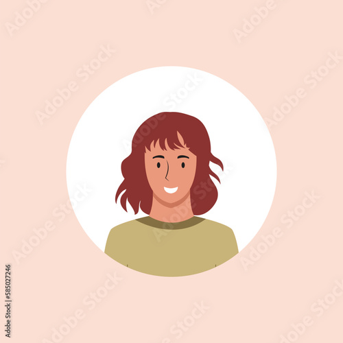 Profile image of woman avatar for social networks with half circle. Fashion vector. Bright vector illustration in trendy style.