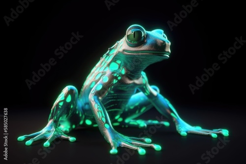 Neon green futuristic frog,, created with generative ai