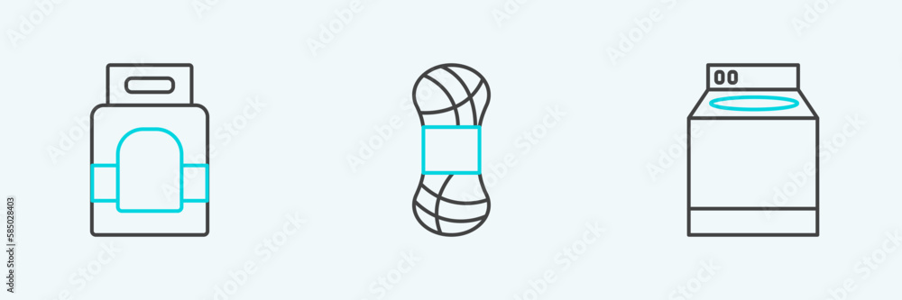 Set line Washer, Laundry detergent and Yarn icon. Vector Set line Washer, Laundry detergent and Yarn icon. Vector