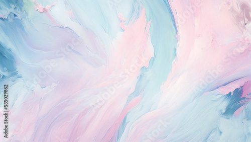 Canvas backdrop. Canvas texture, pastel paint stains in pink light blue colours. AI generative background.