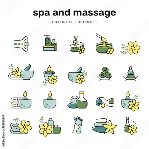 set of wellness spa and massage calmness icons collection