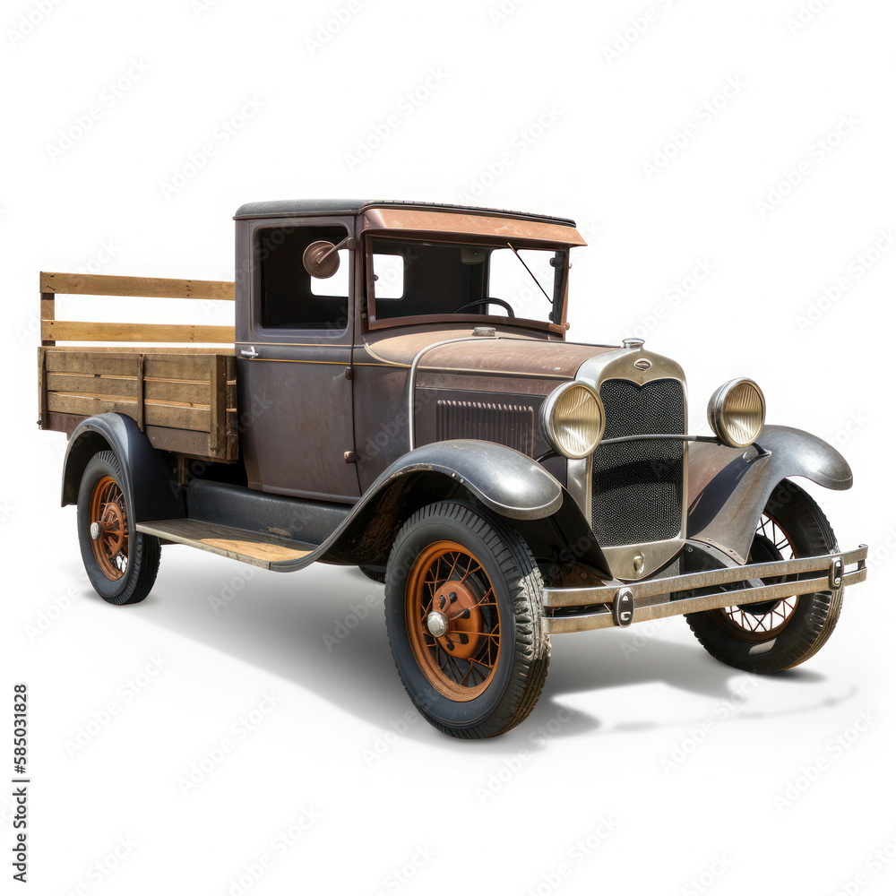 Vintage Truck Illustration, Chevy 1-12 ton Isolated. Generative AI
