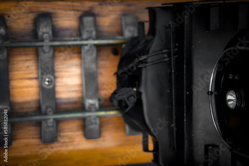 antique toy train from above