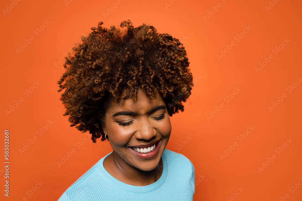 Smiling black woman with curly hair Smiling black woman with curly hair