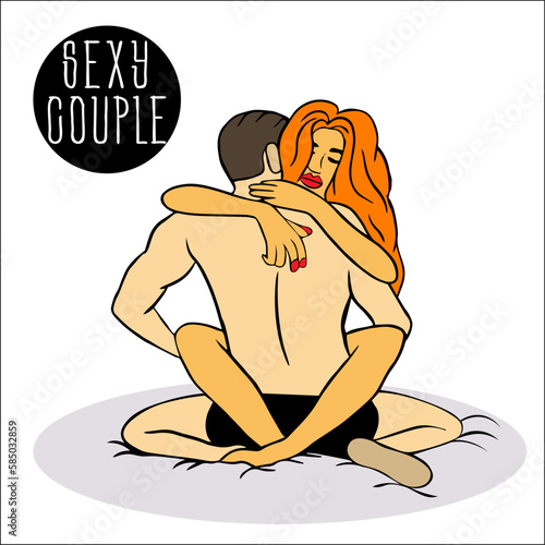 sexy passionate couple man and woman gently hugging. the wedding night. newlyweds, honeymoon. first love and sex. beloved wife. World Kissing Day. girl in underwear
