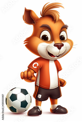Squirrel Soccer Star. AI Generated