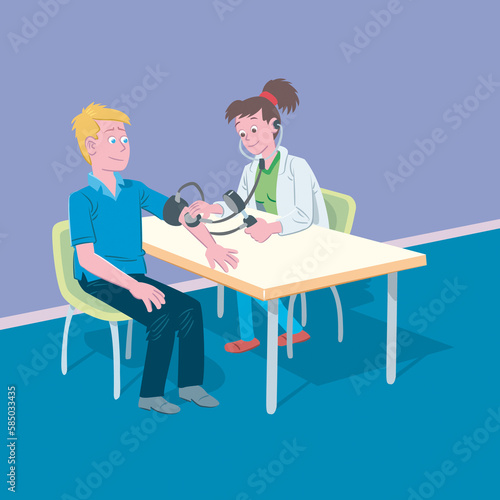 Female medical professional measuring a patiens blood pressure