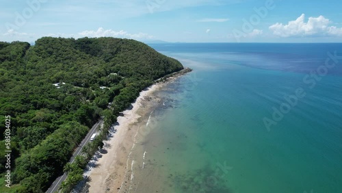 Cinematic aerial footage Pebbly Beach Queensland Australia