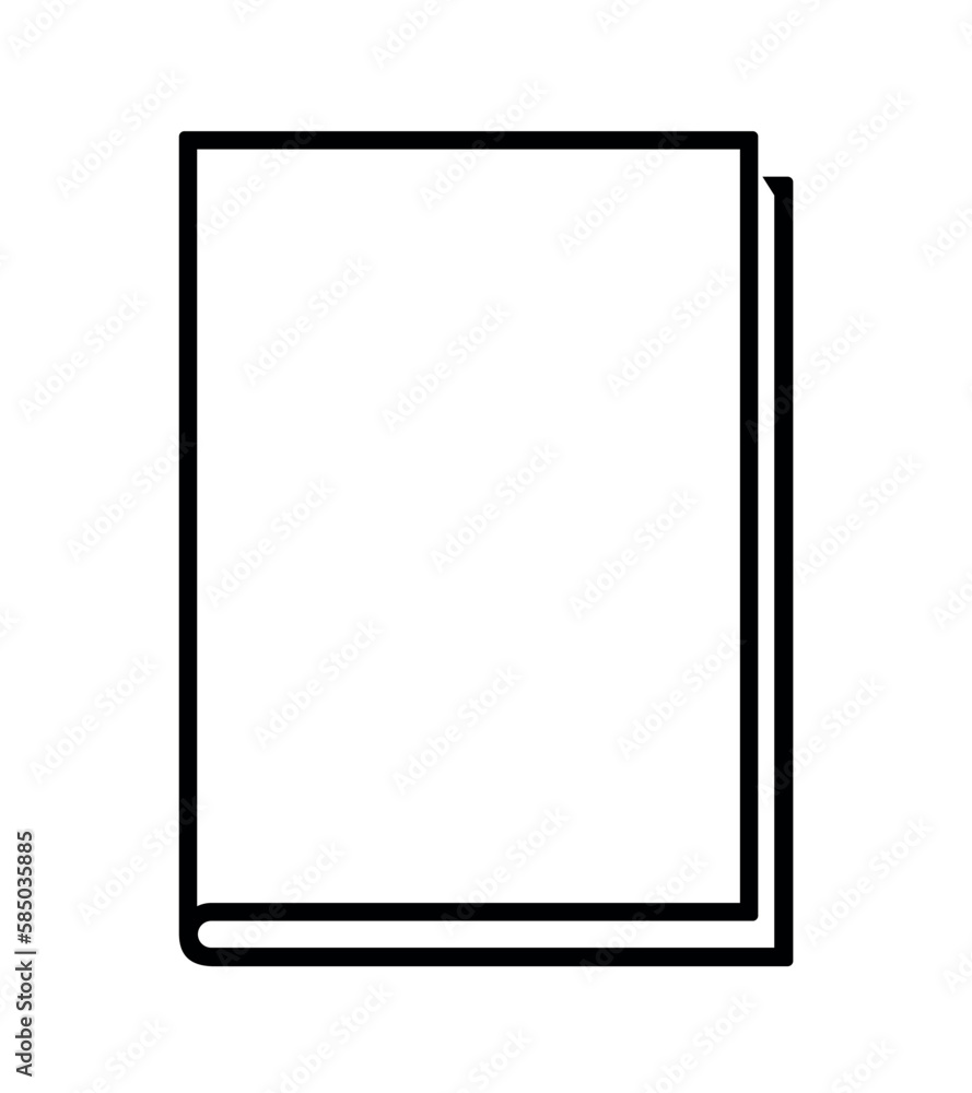 book - black and white simple symbol of closed book, vector illustration isolated on white