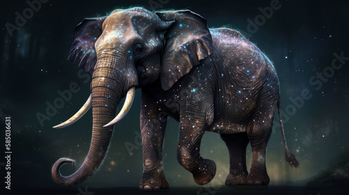 Elephant's Starlight Stroll: Majestic Cosmic Journey on Stardust - Generative AI