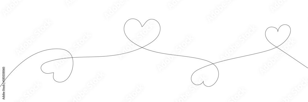 Continuous line drawing of love sign with two hearts embrace minimalism design on white background Continuous line drawing of love sign with two hearts embrace minimalism design on white background