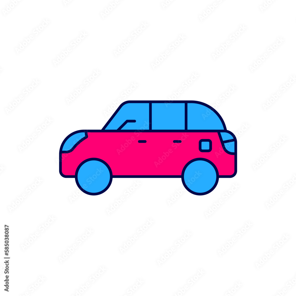 Filled outline Hatchback car icon isolated on white background. Vector