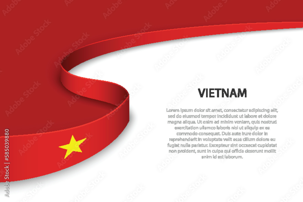 Wave flag of Vietnam with copyspace background