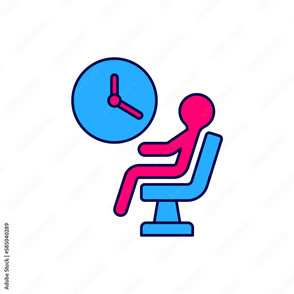 Filled outline Human waiting in airport terminal icon isolated on white background. Vector Filled outline Human waiting in airport terminal icon isolated on white background. Vector