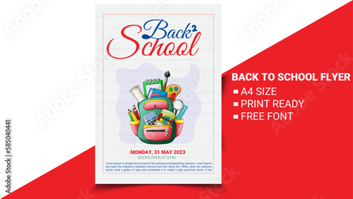 Back To School Flyer Design Template with print ready 