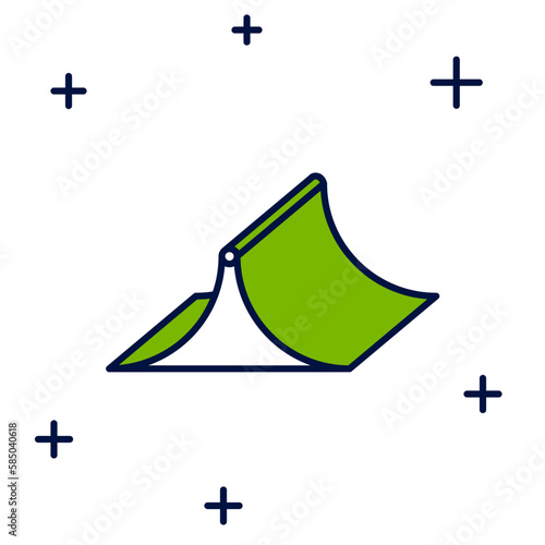 Filled outline Skate park icon isolated on white background. Set of ramp, roller, stairs for a skatepark. Extreme sport. Vector