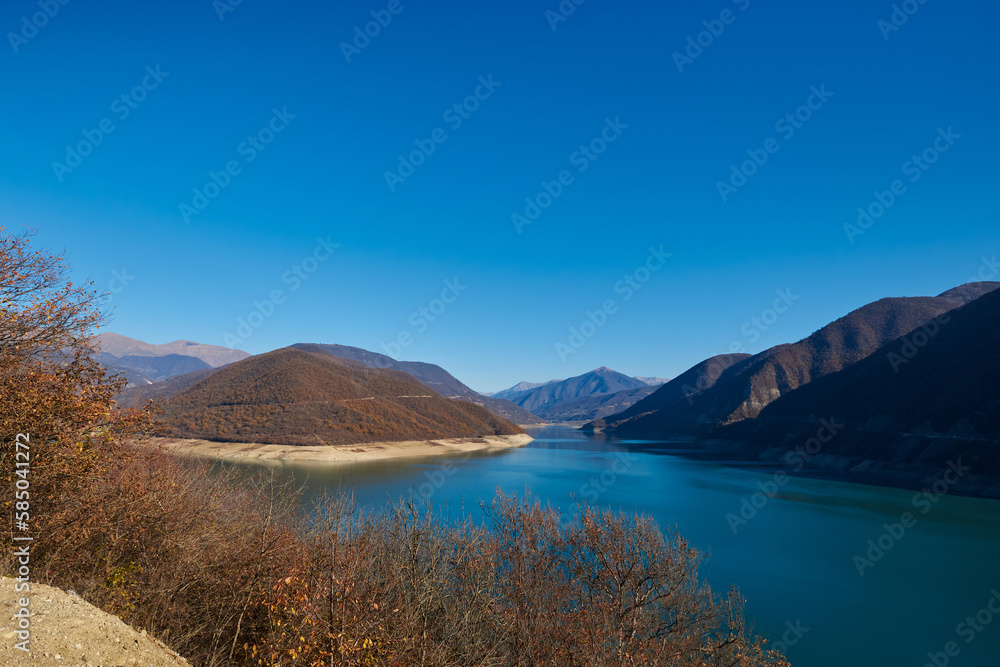 autumn landscape Zhinvali reservoir of Georgia
