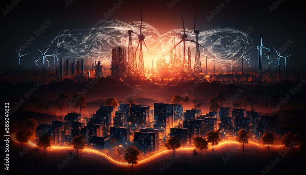 Fototapeta premium burning fire in the night, Generative AI