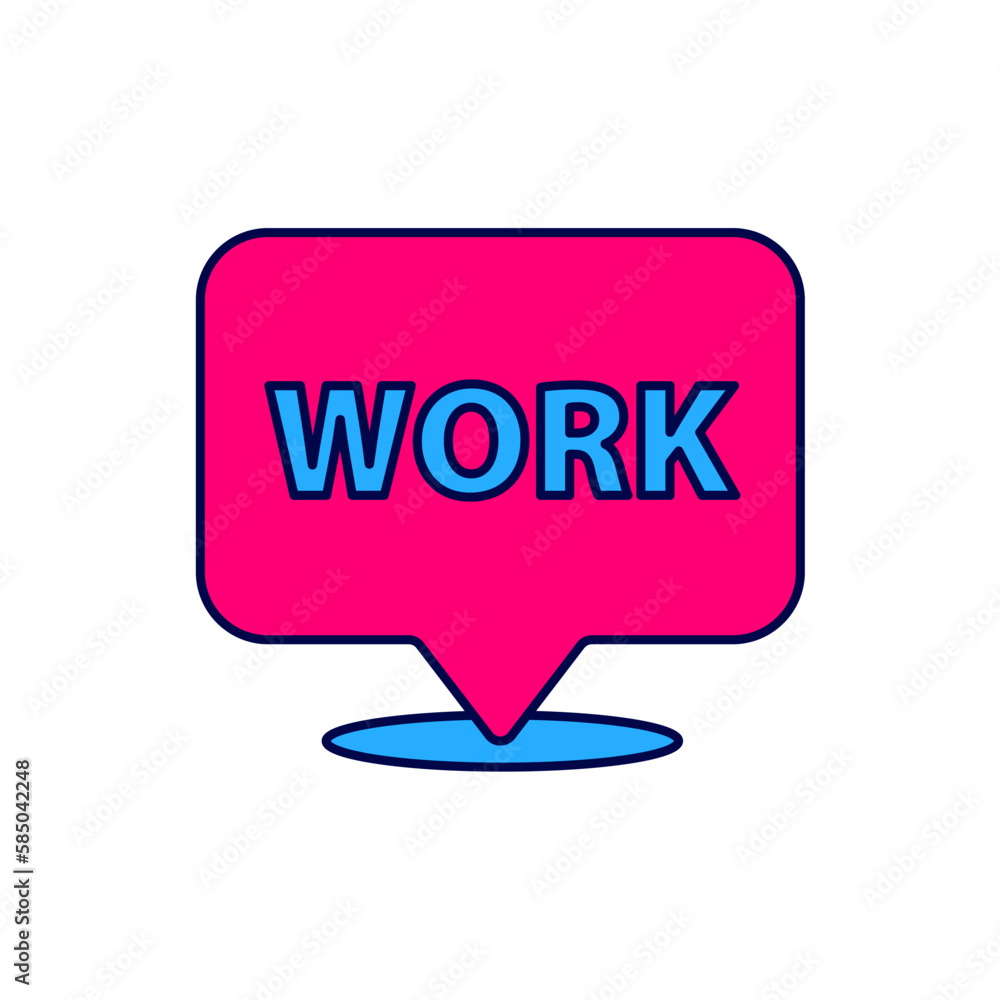 Filled outline Location with text work icon isolated on white background. Vector Filled outline Location with text work icon isolated on white background. Vector