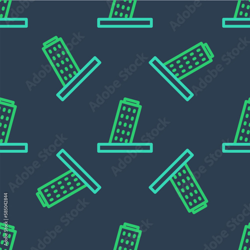 Line Leaning Tower in Pisa icon isolated seamless pattern on blue background. Italy symbol. Vector