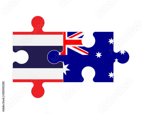 Puzzle of flags of Thailand and Australia, vector