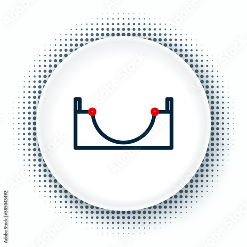 Line Skate park icon isolated on white background. Set of ramp, roller, stairs for a skatepark. Extreme sport. Colorful outline concept. Vector